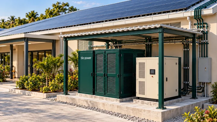 Tilo Power concept: a sheltered energy core connected to a solar roof