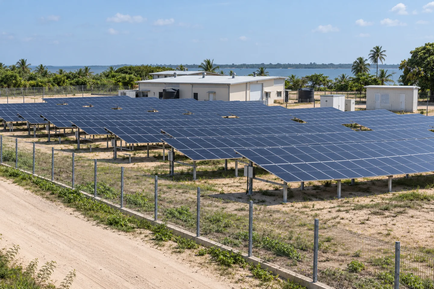 Larger fixed-tilt solar-table concept serving an industrial site