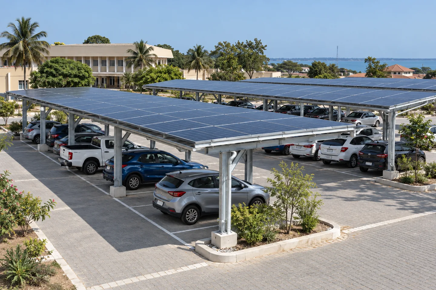 Larger Tilo Power parking-campus concept using the same repeated structural layout